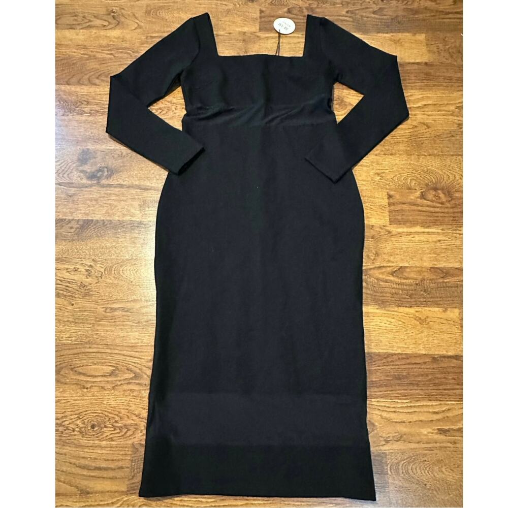 Remi x REVOLVE Jamie Midi Bodycon Dress with Mesh Black Size Large NWT